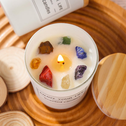 🕯️ Natural Crystal Stone Aromatherapy Candle – Handcrafted Soy Wax Elegance