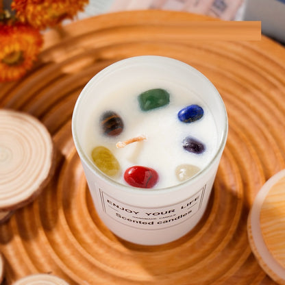 🕯️ Natural Crystal Stone Aromatherapy Candle – Handcrafted Soy Wax Elegance