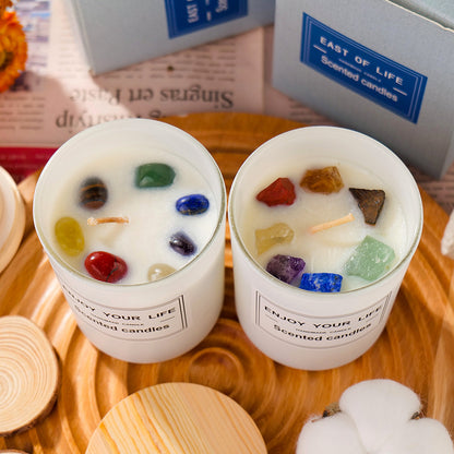 🕯️ Natural Crystal Stone Aromatherapy Candle – Handcrafted Soy Wax Elegance
